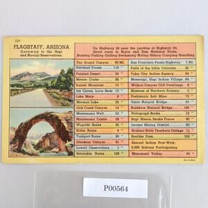 Flagstaff Arizona Hopi & Navajo Reservations Hwy Route 66 1940s Linen Postcard